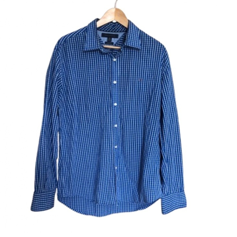 Tommy Hilfiger Blue Cotton  Button Down Shirt Large
